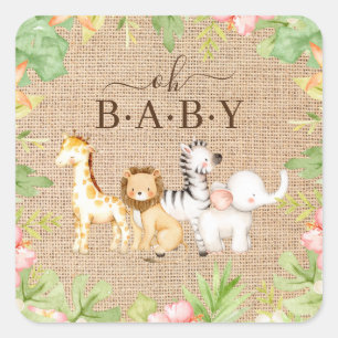 Oh Baby Jungle Baby Dusche 7" Plate Square Sticker