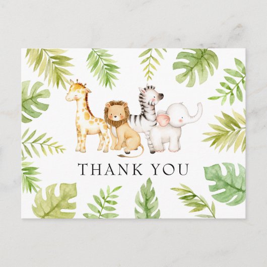 Oh Baby Jungle Baby Dusche Danke Postcard Postkarte (Vorderseite)