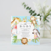 Oh Baby Jungle Baby Dusche Einladung (Stehend Vorderseite)