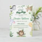 Oh Baby Jungle Baby Dusche Einladung (Stehend Vorderseite)