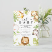 Oh Baby Jungle Baby Dusche Einladung (Stehend Vorderseite)