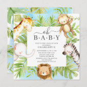 Oh Baby Jungle Baby Dusche Einladung (Vorne/Hinten)