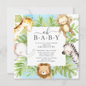 Oh Baby Jungle Baby Dusche Einladung (Vorderseite)