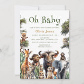 Oh Baby Jungle Baby Dusche Einladung (Vorderseite)
