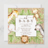 Oh Baby Jungle Baby Dusche Einladung (Vorderseite)