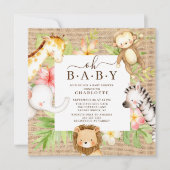 Oh Baby Jungle Baby Dusche Einladung (Vorderseite)