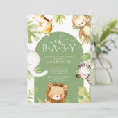 Oh Baby Jungle Baby Dusche Einladung (Stehend Vorderseite)