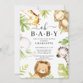 Oh Baby Jungle Baby Dusche Einladung (Vorderseite)