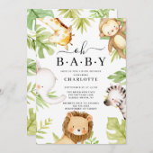 Oh Baby Jungle Baby Dusche Einladung (Vorne/Hinten)