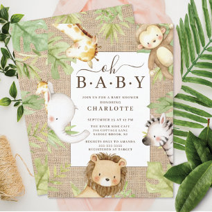 Oh Baby Jungle Baby Dusche Einladung