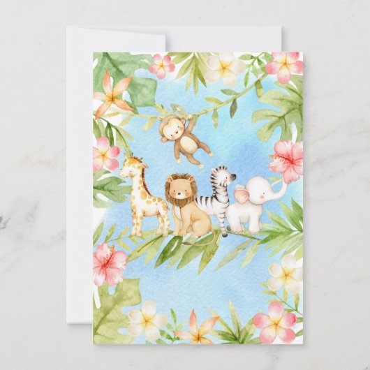 Oh Baby Jungle Baby Dusche Einladung (Rückseite)