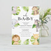Oh Baby Jungle Baby Dusche Einladung (Stehend Vorderseite)