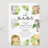 Oh Baby Jungle Baby Dusche Einladung (Vorne/Hinten)