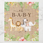 Oh Baby Jungle Baby Dusche Weinetikett (Einzelnes Label)