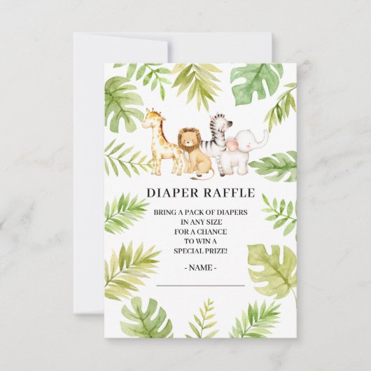Oh Baby Jungle Baby Dusche Windelwanne Raffle Invi Einladung (Vorderseite)