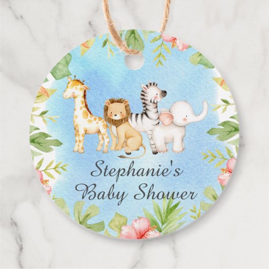 Oh Baby Jungle Baby Showdusche Gefallen Tag Geschenkanhänger (Rückseite)