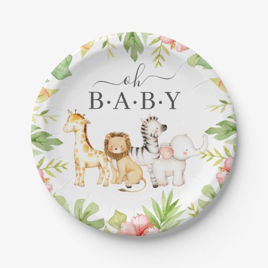 Oh Baby Jungle Baby Shower 7" Plättchen Pappteller (Vorderseite)