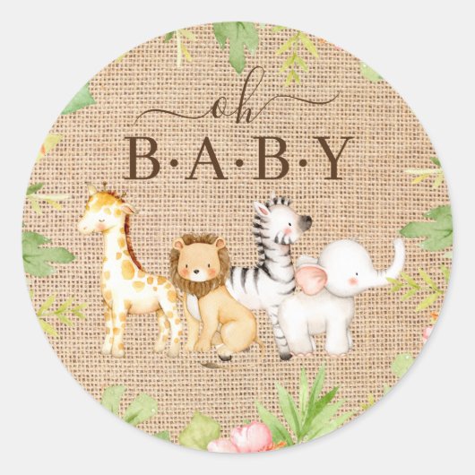 Oh Baby Jungle Baby Shower Fevor Classic Round St. Runder Aufkleber (Vorderseite)