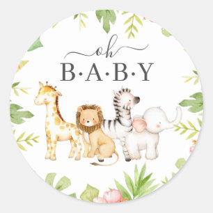Oh Baby Jungle Baby Shower Fevor Classic Round St. Runder Aufkleber