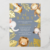 Oh Baby Jungle Baby Shower Foil Einladung (Vorderseite)