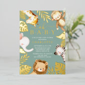 Oh Baby Jungle Baby Shower Foil Einladung (Stehend vorne)