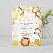 Oh Baby Jungle Baby Shower Foil Einladung (Stehend vorne)