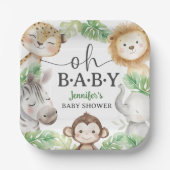 Oh Baby Jungle Baby Shower Safari Animals  Pappteller (Vorderseite)