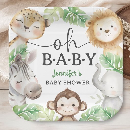 Oh Baby Jungle Baby Shower Safari Animals  Pappteller