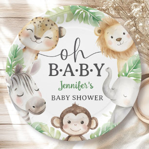 Oh Baby Jungle Baby Shower Safari-Tiere  Pappteller