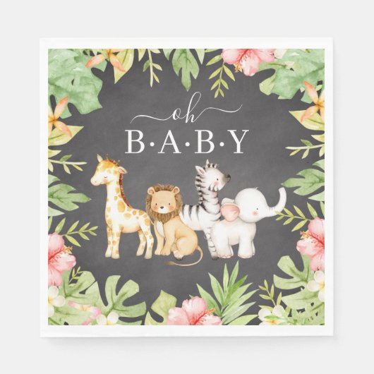 Oh Baby Jungle Babydusche Papier Napkins Serviette (Vorderseite)