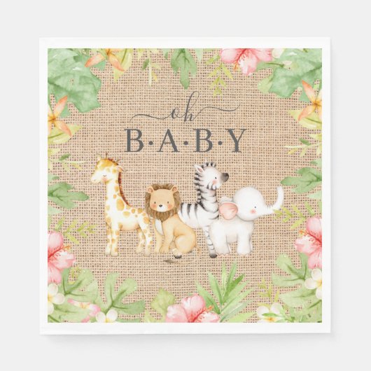 Oh Baby Jungle Babydusche Papier Napkins Serviette (Vorderseite)