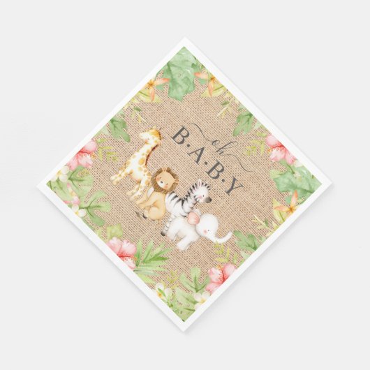 Oh Baby Jungle Babydusche Papier Napkins Serviette (Ecke)