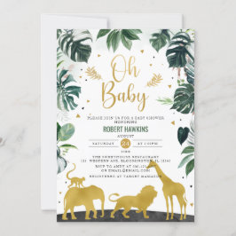 Oh Baby Jungle Gold Safari Tiere Baby Dusche Einladung