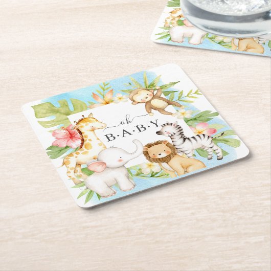 Oh Baby Jungle Rechteckiger Pappuntersetzer (angewinkelt)