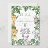 Oh Baby Jungle Safari Animals Baby Dusche Einladung (Vorderseite)