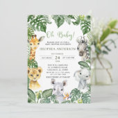 Oh Baby Jungle Safari Animals Baby Dusche Einladung (Stehend Vorderseite)