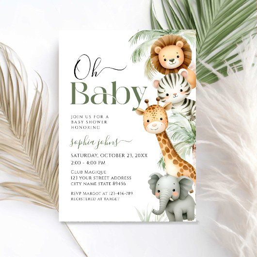 Oh Baby Jungle Safari Tiere Party Babydusche Einladung