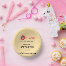 Oh Baby Katze Bild Baby Shower Ecru Pappteller