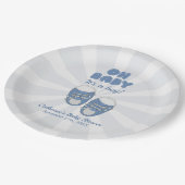 Oh Baby | Kinderschuhe Dusty Blue Boy Baby Shower Pappteller (Schrägansicht)