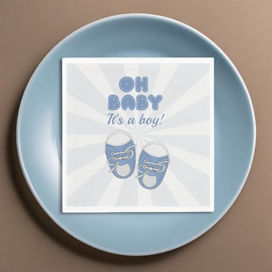 Oh Baby | Kinderschuhe Dusty Blue Boy Baby Shower Serviette