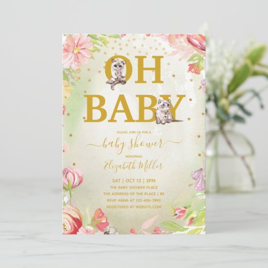 Oh Baby Kitten Cat Baby Dusche Einladung (Stehend Vorderseite)