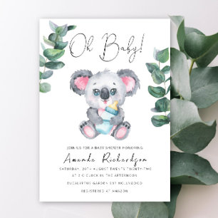 Oh, Baby! Koala Bear Baby Dusche Einladung