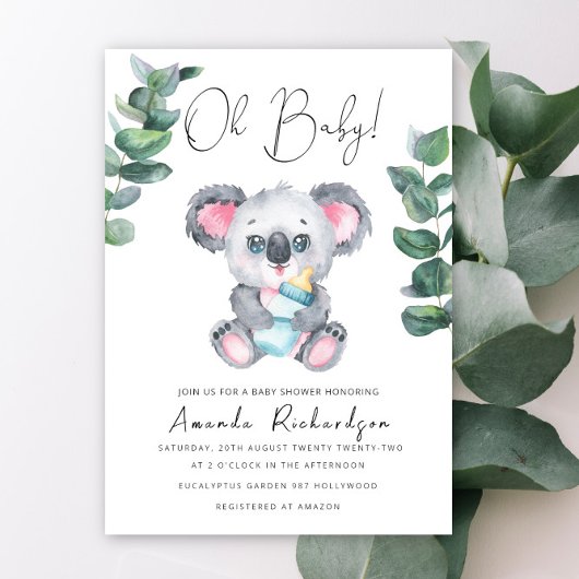 Oh, Baby! Koala Bear Baby Dusche Einladung