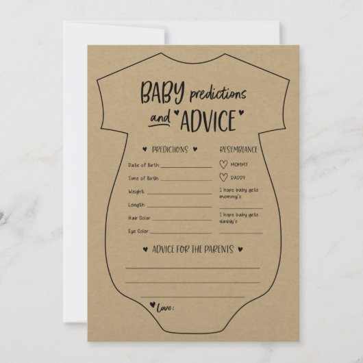 Oh Baby Kraft Predictions and Advice Card Einladung (Vorderseite)