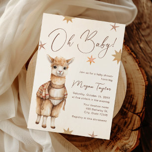 Oh Baby Lama Boho Beige Babyparty-Einladung Einladung