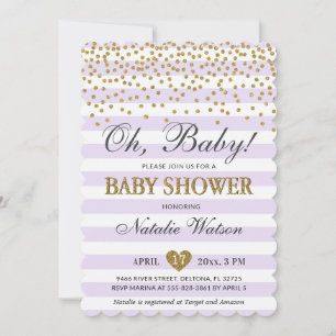 Oh Baby Lavendel Lila und Gold Mädchen Baby Shower Einladung