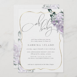 Oh Baby Lavender Floral Rose Chic Baby Dusche Einladung
