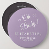 "Oh Baby" Lavender Moderne Minimalistische Babydus Button (Vorne & Hinten)