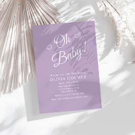"Oh Baby" Lavender Moderne Minimalistische Babydus Einladung