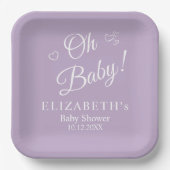 "Oh Baby" Lavender Moderne Minimalistische Babydus Pappteller (Vorderseite)
